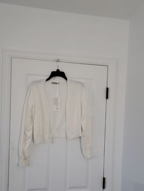 Grace Karin White Cropped Cardigan Sweater